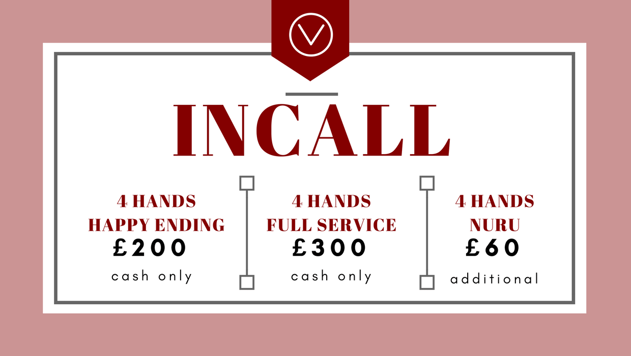 a table showing 4 hands incall massage prices